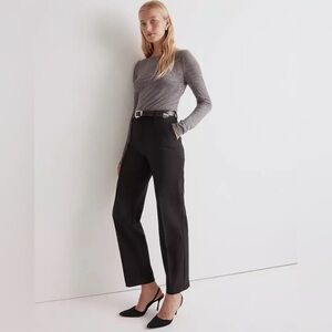 Madewell NEW NWT Womens Petite P4 Black Fairbanks Pants Straight Leg Slim Fit